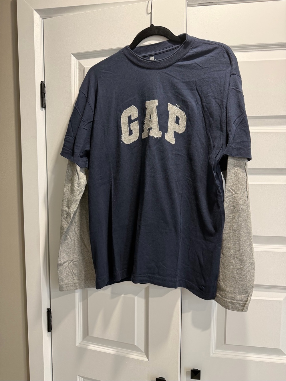 GAP Navy Tee with Heather Gray Long-Sleeve Layer